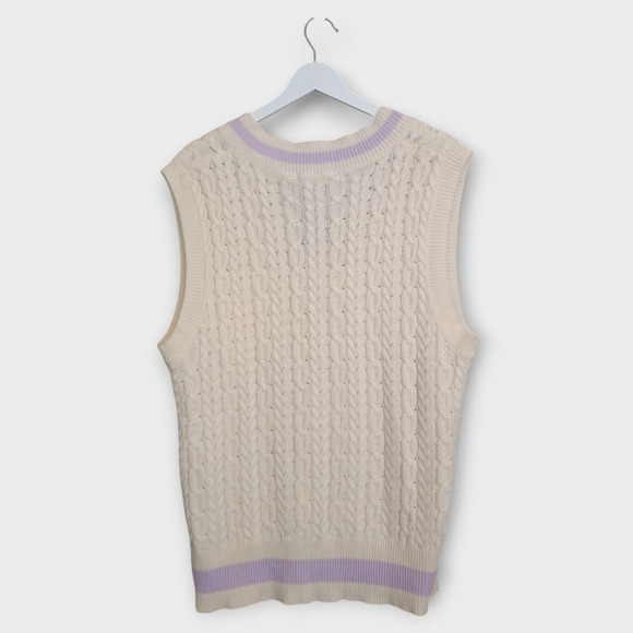 Mixology Decker Vest Womens Small Lilac Cable Knit Oversized Preppy Y2K Sweater - Picture 2 of 10